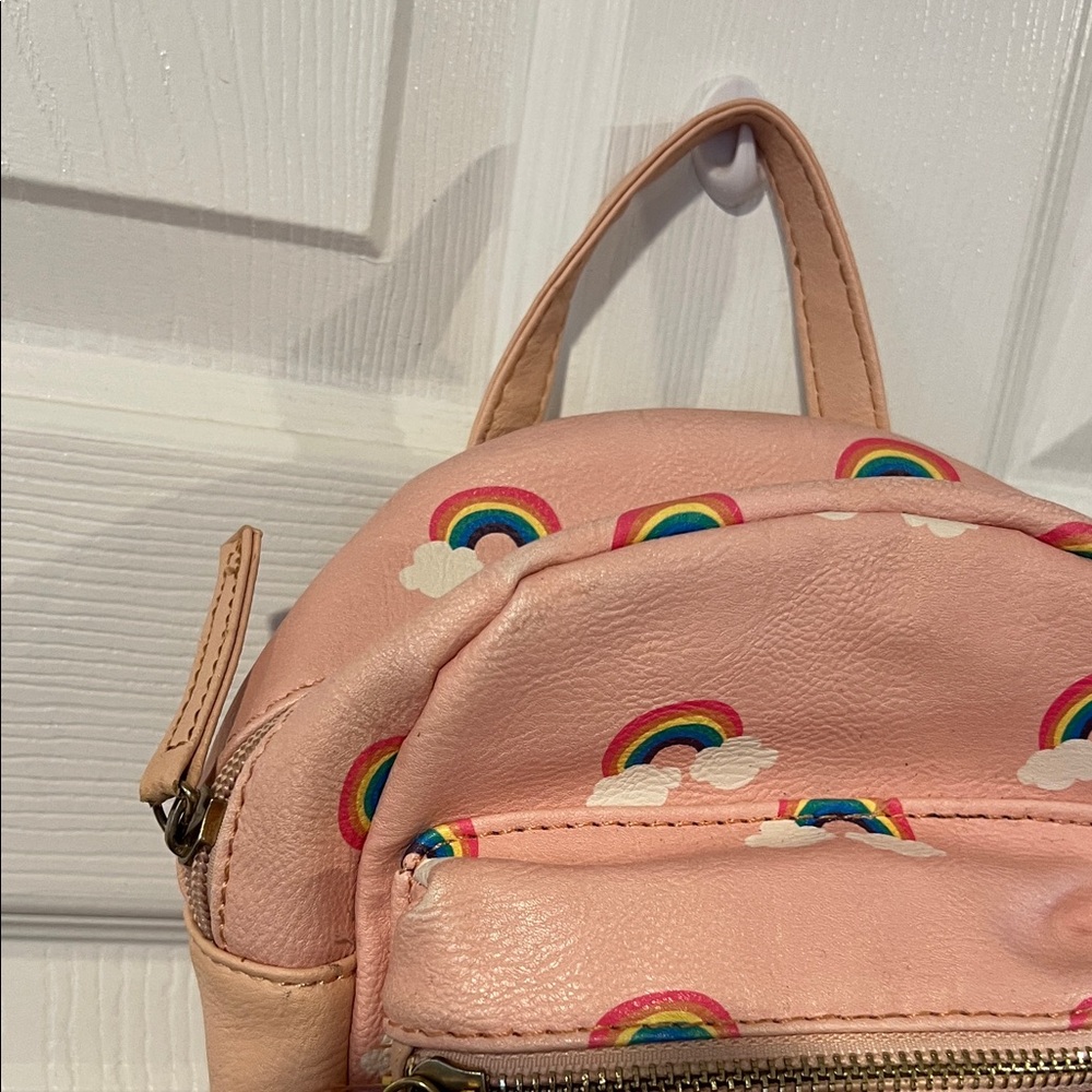 Pink Mini Backpack with Rainbow Design - Picture 8 of 10